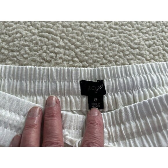 J. Crew Factory Linen Cotton Drawstring Cuffed Pull-on Pants White Size 8 - Picture 7 of 13